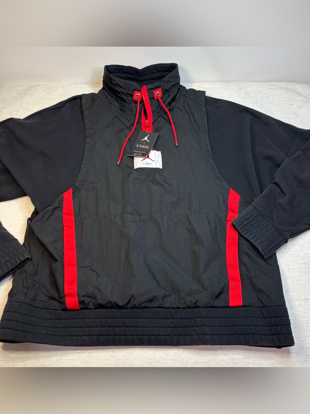 Air Jordan x Union NRG Vault AJ Flight Half Zip Jacket in Black red men L new